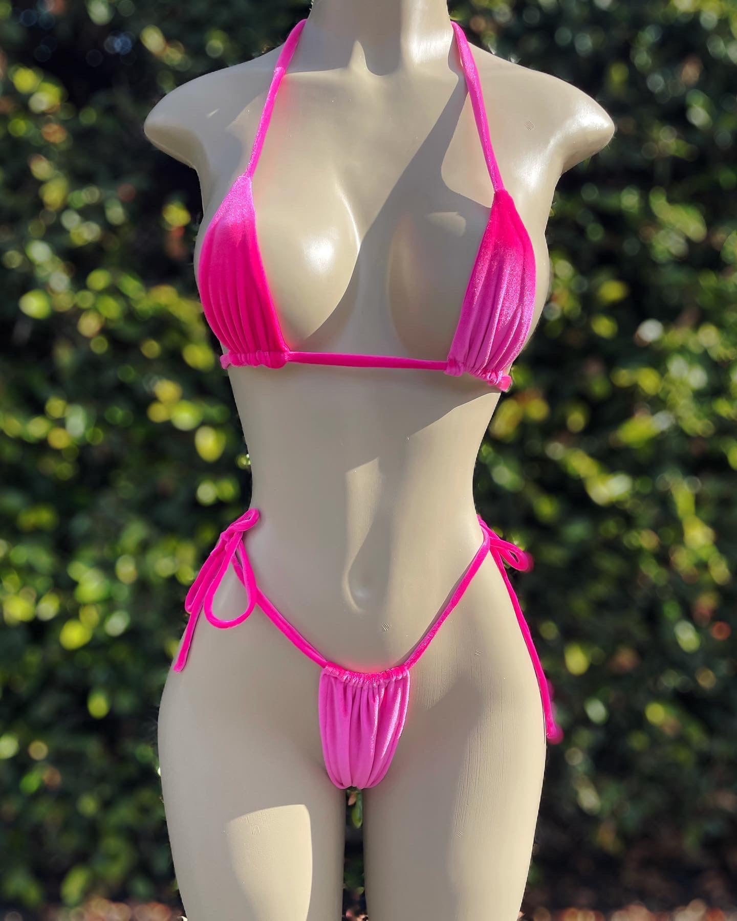 Pink velvet rush heart bikini