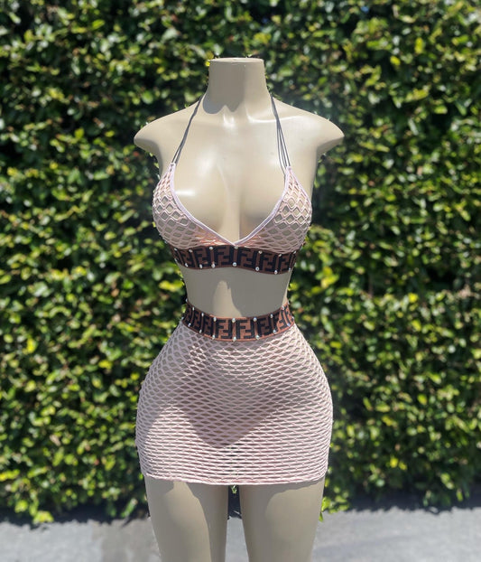 Baddie two piece skirt set