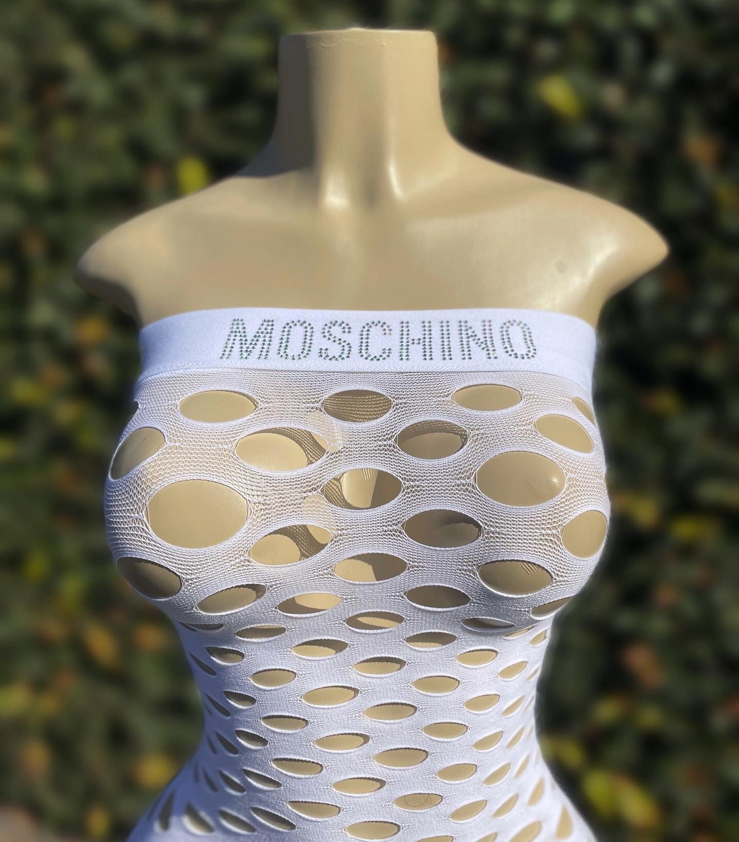 Melanie white fishnet dress